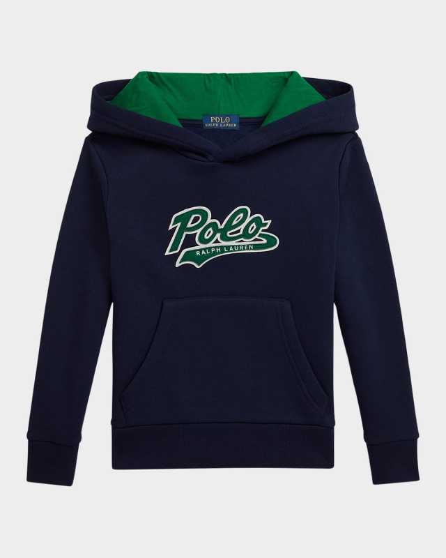 Boy's Seasonal Fleece Polo Patch Hoodie, Size 2-7